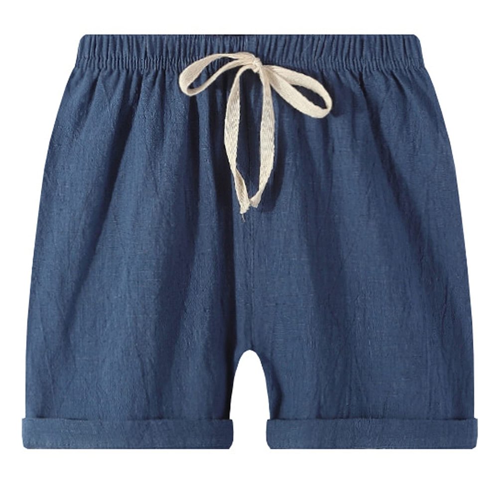 EISHOW 2-7T Toddler 3-Pack Shorts Set Baby Boy Girl Shorts Summer Cotton Linen Solid Color Short Beach Pants with Pocket (Navy,7-8Y,7 Years,8 Years)