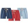 EISHOW 2-7T Toddler 3-Pack Shorts Set Baby Boy Girl Shorts Summer Cotton Linen Solid Color Short Beach Pants with Pocket (3 Pack-Navy&red&Sky Blue,2-3Y,2 Years,3 Years) view 1