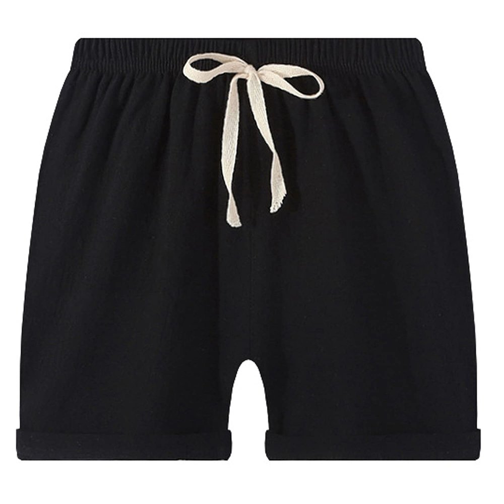 EISHOW 2-7T Toddler 3-Pack Shorts Set Baby Boy Girl Shorts Summer Cotton Linen Solid Color Short Beach Pants with Pocket (Black,6-7Y,6 Years,7 Years)