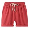 2-7T Toddler 3-Pack Shorts Set Baby Boy Girl Shorts Summer Cotton Linen Solid Color Short Beach Pants with Pocket (Red,5-6Y,5 Years,6 Years) view 1