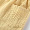 EISHOW 2-7T Toddler 3-Pack Shorts Set Baby Boy Girl Shorts Summer Cotton Linen Solid Color Short Beach Pants with Pocket (Yellow,7-8Y,7 Years,8 Years) view 3