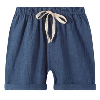 EISHOW 2-7T Toddler 3-Pack Shorts Set Baby Boy Girl Shorts Summer Cotton Linen Solid Color Short Beach Pants with Pocket (Navy,4-5Y,4 Years,5 Years)