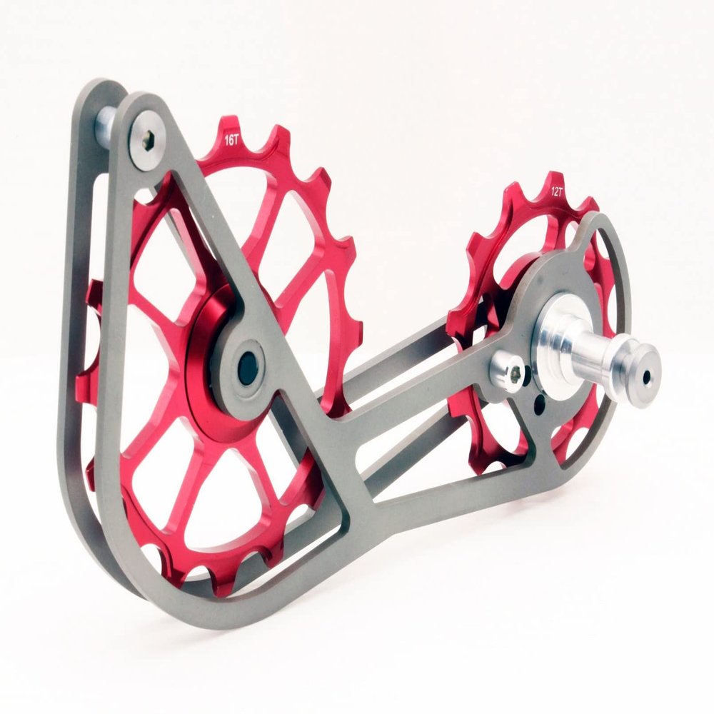 SwishTi Titanium Road Cyclocross Gravel Bicycle Bike Rear Derailleur Oversized Pulley Wheel System Cage OSPW for Shimano Ultegra r8000 r8050 Dura Ace r9100 r9150 11s use (Red)