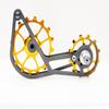 SwishTi Titanium Road Cyclocross Gravel Bicycle Bike Rear Derailleur Oversized Pulley Wheel System Cage OSPW for Shimano Ultegra r8000 r8050 Dura Ace r9100 r9150 11s use (Gold) view 2