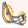 SwishTi Titanium Road Cyclocross Gravel Bicycle Bike Rear Derailleur Oversized Pulley Wheel System Cage OSPW for Shimano Ultegra r8000 r8050 Dura Ace r9100 r9150 11s use (Gold) view 3