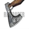 RK1013 Custom Handmade Forged Viking Axe Etched on The Carbon Steel Head Forged Wood Handal with Leather Sheath, 19x5.5x1.50 view 2