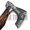 RK1013 Custom Handmade Forged Viking Axe Etched on The Carbon Steel Head Forged Wood Handal with Leather Sheath, 19x5.5x1.50 view 3