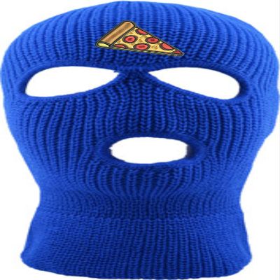 Pizza Ski Mask Adult 3 Hole Mask Slice Embroidered Full Face Cover Knitted Beanie Warm Graphic Balaclava (Royal Blue)