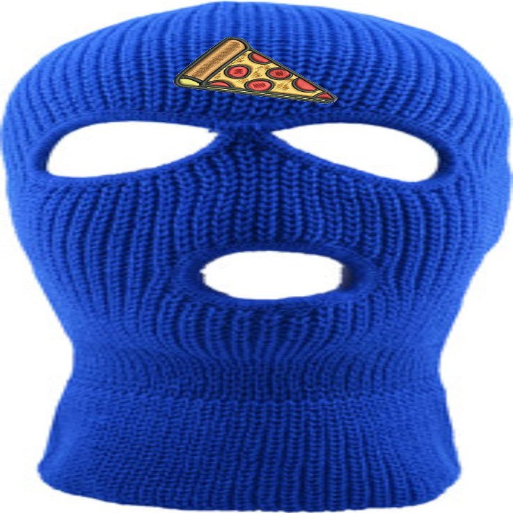 Pizza Ski Mask Adult 3 Hole Mask Slice Embroidered Full Face Cover Knitted Beanie Warm Graphic Balaclava (Royal Blue)