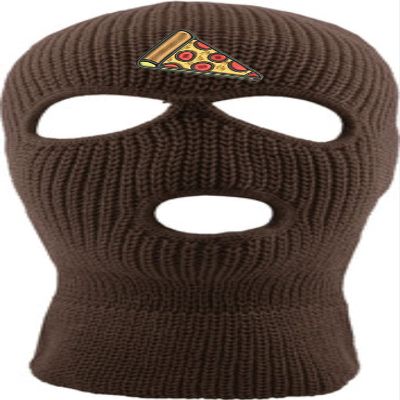 Pizza Ski Mask Adult 3 Hole Mask Slice Embroidered Full Face Cover Knitted Beanie Warm Graphic Balaclava (Brown)