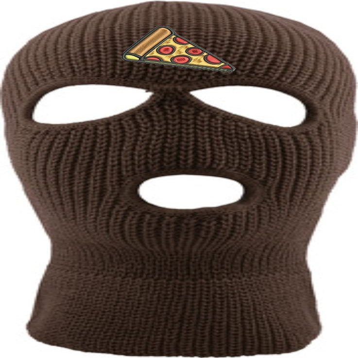 Pizza Ski Mask Adult 3 Hole Mask Slice Embroidered Full Face Cover Knitted Beanie Warm Graphic Balaclava (Brown)