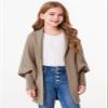 Imily Bela Girls Cardigans Kids Casual Batwing Sleeve Open Front Knitted Sweater Khaki view 2