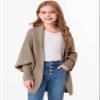 Imily Bela Girls Cardigans Kids Casual Batwing Sleeve Open Front Knitted Sweater Khaki view 3