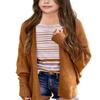 Imily Bela Girls Cardigans Kids Casual Batwing Sleeve Open Front Knitted Sweater Brown view 1