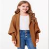 Imily Bela Girls Cardigans Kids Casual Batwing Sleeve Open Front Knitted Sweater Brown view 2