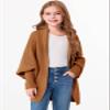Imily Bela Girls Cardigans Kids Casual Batwing Sleeve Open Front Knitted Sweater Brown view 3