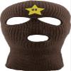 Star Ski Mask Adult Three Hole Mask Embroidered Full Face Cover Knitted Beanie Warm Graphic Balaclava (Brown) view 1