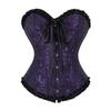 frawirshau Women's Lace Up Boned Overbust Corset Bustier Bodyshaper Top Black Purple Medium view 1