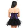 frawirshau Women's Lace Up Boned Overbust Corset Bustier Bodyshaper Top Black Purple Medium view 3