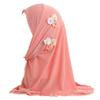 ALEDLE-LIFE Kids Girls Ice Silk Muslim Khimar Hijab Headscarf Elastic Beanie with Crystal Flower Arab Scarf Shawls Neck Wrap Islamic Head Wrap Turban Cap Fashion Rhinestone view 1