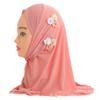 ALEDLE-LIFE Kids Girls Ice Silk Muslim Khimar Hijab Headscarf Elastic Beanie with Crystal Flower Arab Scarf Shawls Neck Wrap Islamic Head Wrap Turban Cap Fashion Rhinestone view 2