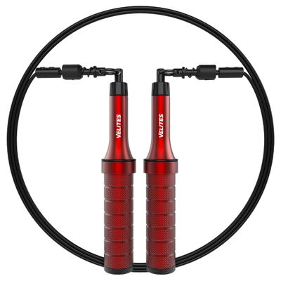 Velites Weighted Jump Rope for Crosstraining, Boxing, MMA & Fitness Earth 2.0. | Maximize your workout | Aluminum Skipping Rope (Red)