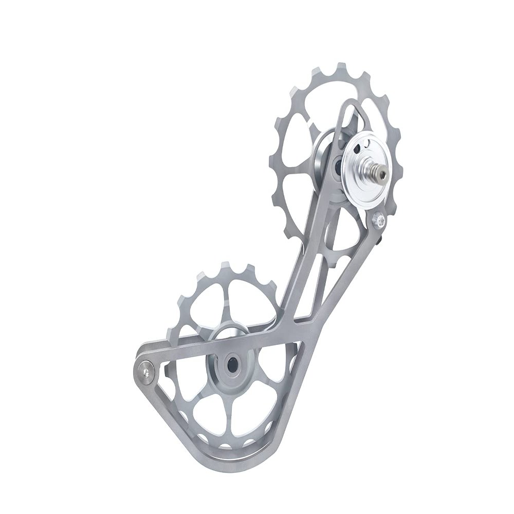 SwishTi Road Cyclocross Gravel eBike Bicycle Bike Rear Derailleur Oversized Pulley Wheel System Titanium Cage OSPW Cycling for Sram Red Force Rival Mechanical 10 11 Speed use (Silver Gray)