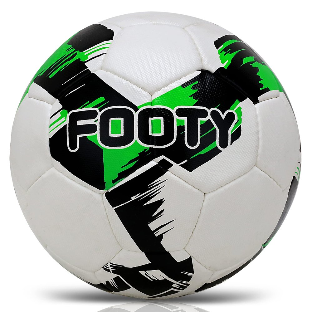 Brisko USA Footy - Size 5 Leather Soccer Ball with Pump - Professional Youth Training Ball (Green)