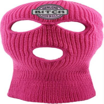 Genuine Made in USA 3-Hole Mask Embroidered Pink Vacation Knitted Ski Mask Warm Graphic Balaclava (Dark Pink)