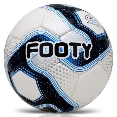 Brisko USA Footy Soccer Ball Size 5 - Hand Stitched, Leather Soccer Ball with Pump - Professional Youth Ball for Training (Blue)