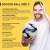 Brisko USA Footy Soccer Ball Size 5 - Hand Stitched, Leather Soccer Ball with Pump - Professional Youth Ball for Training (Blue) view 2