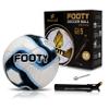 Brisko USA Footy Soccer Ball Size 5 - Hand Stitched, Leather Soccer Ball with Pump - Professional Youth Ball for Training (Blue) view 3