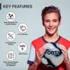 Brisko USA Footy Soccer Ball Size 5 - Hand Stitched, Leather Soccer Ball with Pump - Professional Youth Ball for Training (Blue) view 4