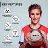 Brisko USA Footy Soccer Ball Size 5 - Hand Stitched, Leather Soccer Ball with Pump - Professional Youth Ball for Training (Red) view 4