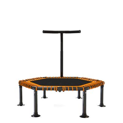 Trampoline Mini Folding Trampoline with Adjustable Armrests, Silent Elastic Rope Bounce Bed, Home Gym Aerobic Training Fitness Equipment, Load-Bearing 300kg (Size : 50in)