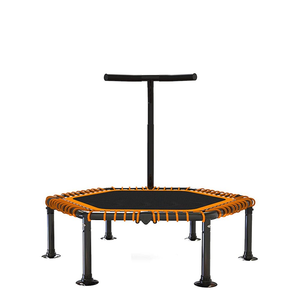 Trampoline Mini Folding Trampoline with Adjustable Armrests, Silent Elastic Rope Bounce Bed, Home Gym Aerobic Training Fitness Equipment, Load-Bearing 300kg (Size : 50in)