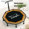 Trampoline Mini Folding Trampoline with Adjustable Armrests, Silent Elastic Rope Bounce Bed, Home Gym Aerobic Training Fitness Equipment, Load-Bearing 300kg (Size : 50in) view 4