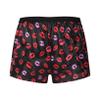 ACSUSS Men's Silk Shorts Frilly Satin Trunk Boxer Briefs Loose Crossdress Underwear Lip Black Large view 2