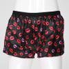 ACSUSS Men's Silk Shorts Frilly Satin Trunk Boxer Briefs Loose Crossdress Underwear Lip Black Large view 4