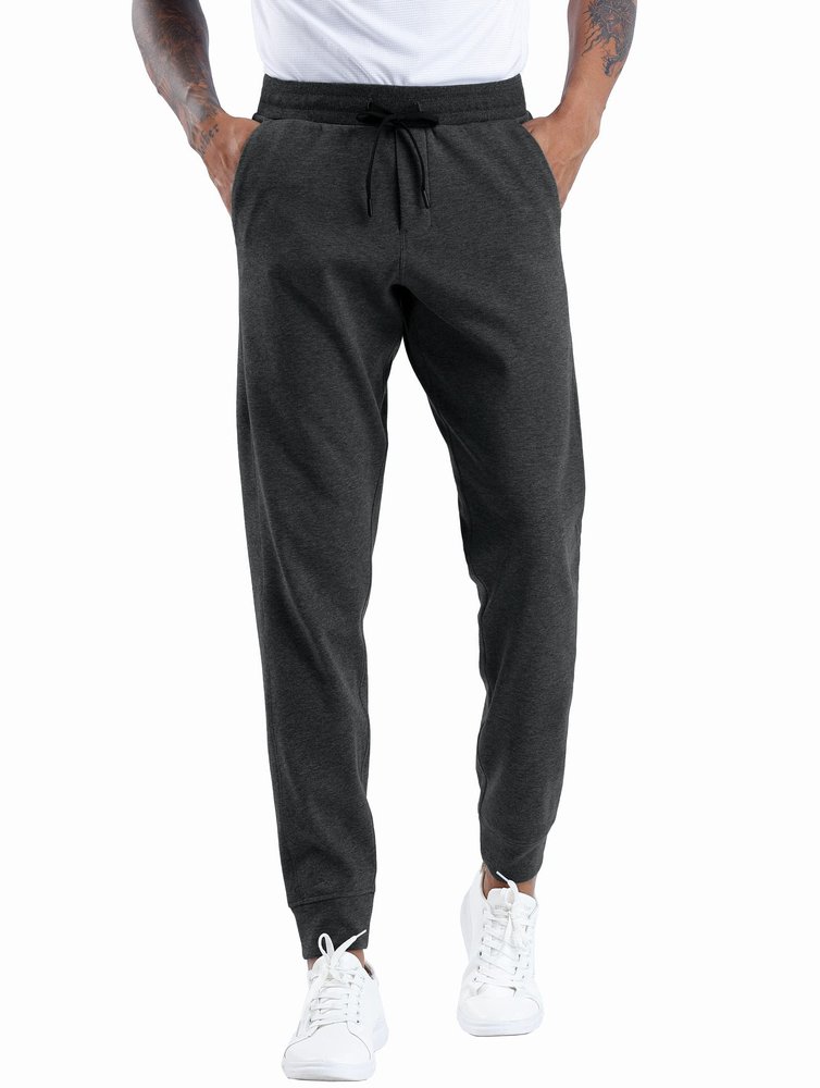 THE GYM PEOPLE Men's Fleece Joggers Pants with Deep Pockets Athletic Loose-fit Sweatpants for Workout, Running, Training (Large, Dark Grey)