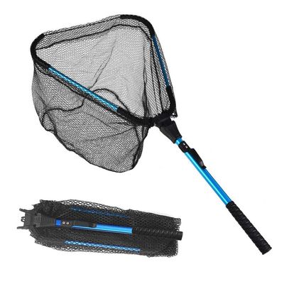LBW Folding Rubber Fishing Net with Handle, Saltwater or Freshwater Collapsible Kayak Fishing Landing Net, Catfish, Bass, Trout Net