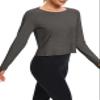 Bestisun Long Sleeve Open Back Workout Shirts Yoga Athletic Tops Gym Dance Fall Clothes for Women Deep Heather Gray M view 2