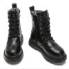 DADAWEN Boys Girls Waterproof Lace Up Mid Calf Combat Boots With Side Zipper for Toddler/Little Kid/Big Kid Black US Size 4 M Big Kid view 1