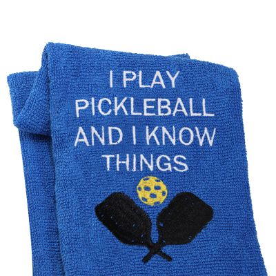LEVLO Funny Pickleball Gifts I Play Pickleball And I Know Things Towles for Pickleball Lovers Embroidered Vintage Towel (I Play Pickleball And I Know Things)