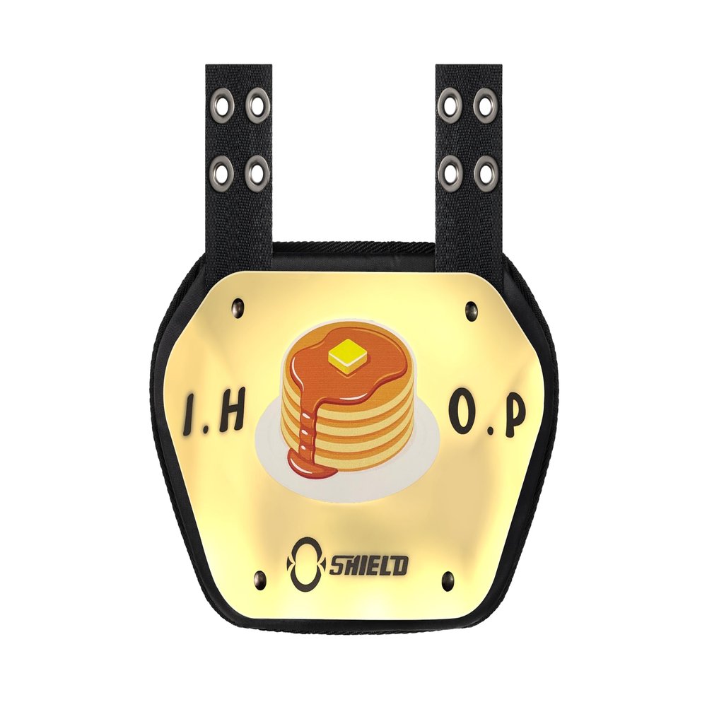 O Shield Football Back Plate, Adjustable Protective Backplate Football, High Impact Resistant Sports Equipment Accessories, Golden Chrome I.H.O.P. - Youth
