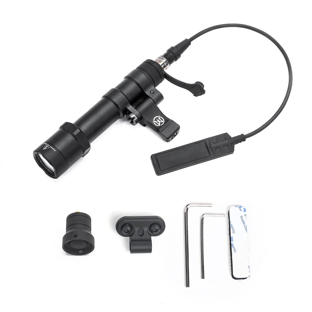 NOBUHIRO M600B 600 Lumens Tactical Flashlight, with Replaceable Mounting Rotating Base for 20mm Picatinny & Mlok/Keymod Rail, Include with Remote Pressure & Push Button Switch (M600B)