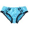 Yihuimin Men's Sissy Lingerie Ruffled Satin Floral Lace Bikini Briefs French Maid Panties Underwear Blue XX-Large view 1