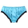 Yihuimin Men's Sissy Lingerie Ruffled Satin Floral Lace Bikini Briefs French Maid Panties Underwear Blue XX-Large view 2