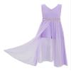 YiZYiF Big Girls V Neck Sleeveless Romper Dress Princess Prom Wedding Gown Formal Dance Party High Low Chiffon Dresses Lavender 12 view 1