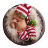 Vomdrok Newborn Photography Props Outfits Christmas Hat Leggings Infant Baby Boy Girl Photoshoot Costume (Red green) view 1